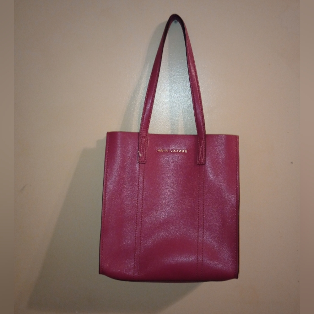 MARC JACOBS Repeat Large Luxe Leather Tote Boysenberry